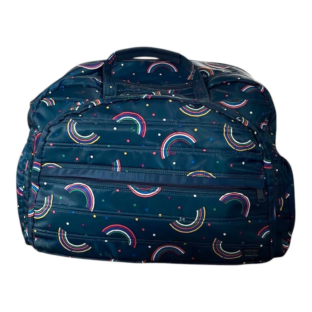 Lug Steamboat 2 overnight bagNavy Discontinued Rainbow print (retails $140)
